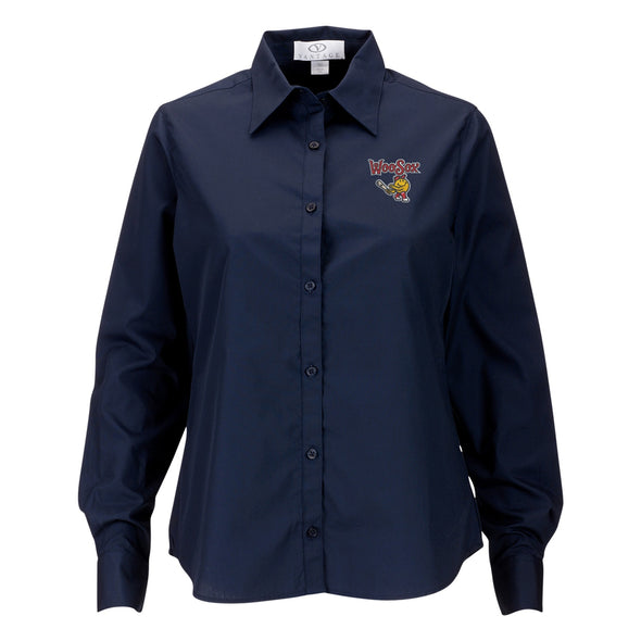 Worcester Red Sox Women's Navy Primary Long Sleeve Poplin
