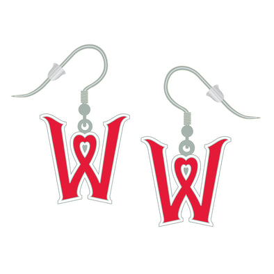 Worcester Red Sox PSG Heart W J-Hook Earrings