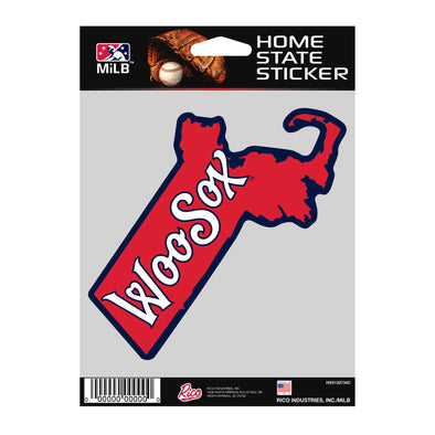 Red WooSox Massachusetts State Sticker