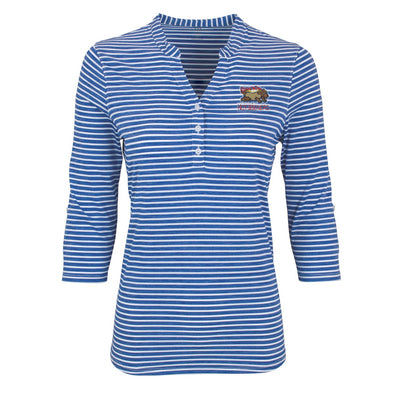 Pawtucket Hot Wieners Women's Blue Nailhead Stripe Polo