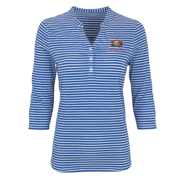 Pawtucket Hot Wieners Women's Blue Nailhead Stripe Polo