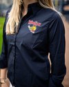 Worcester Red Sox Women's Navy Primary Long Sleeve Poplin
