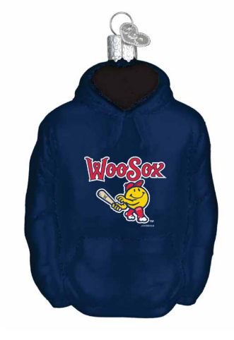 Worcester Red Sox Primary Hoodie Glass Ornament