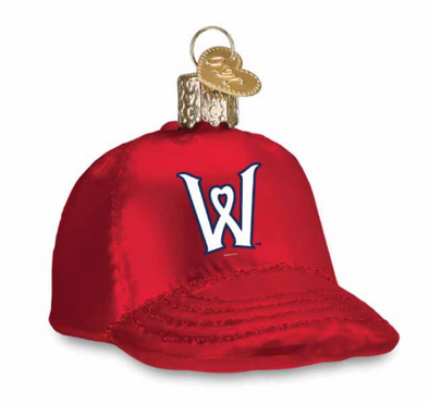 Worcester Red Sox Red Heart W Cap Glass Ornament