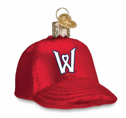 Worcester Red Sox Red Heart W Cap Glass Ornament