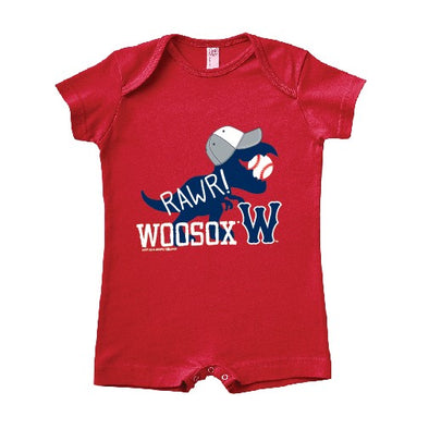 Worcester Red Sox Soft As A Grape Red Dino Rawr Romper