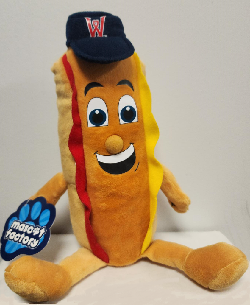 Come on down to the WooSox Team Store to buy your own hotdog plushie!!