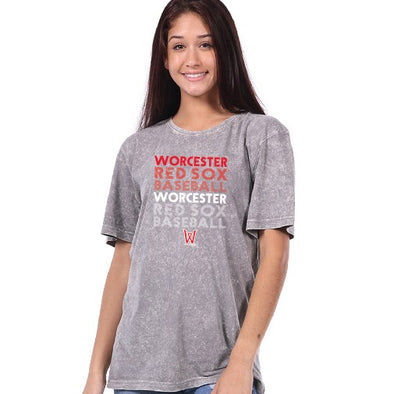Worcester Red Sox Soft As A Grape Gray Mirrored WRS Tee