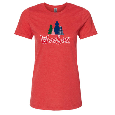 Worcester Red Sox Bimm Ridder Red Women's Holiday Tree Tee