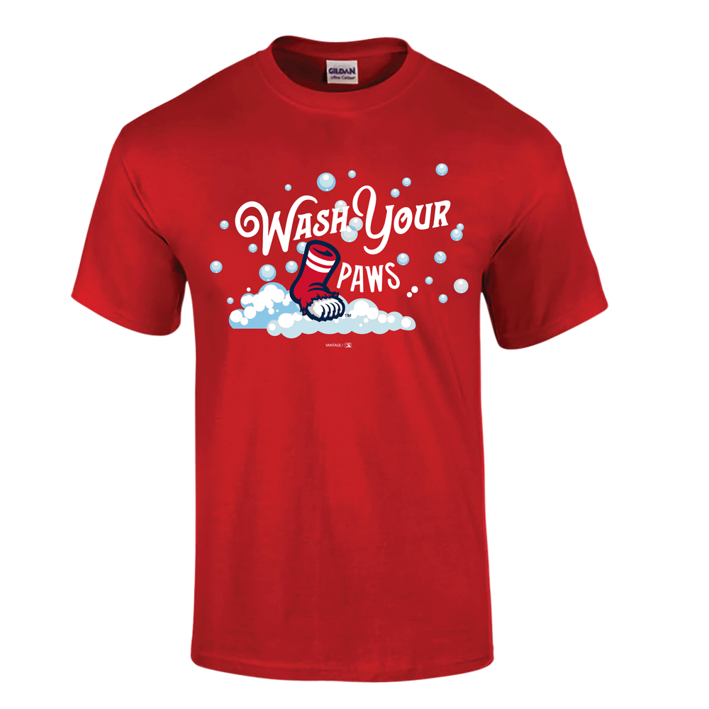 Pawtucket Red Sox Vantage Red Youth Wash Your Paws Tee SM