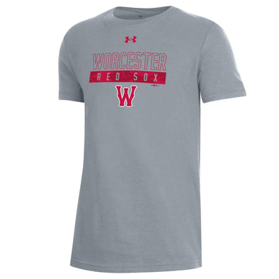 Worcester Red Sox Under Armour Heather Steel Youth Bar Tee