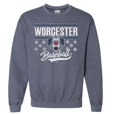 Worcester Red Sox Bimm Ridder Heather Navy Flakes Holiday Woofster Crew