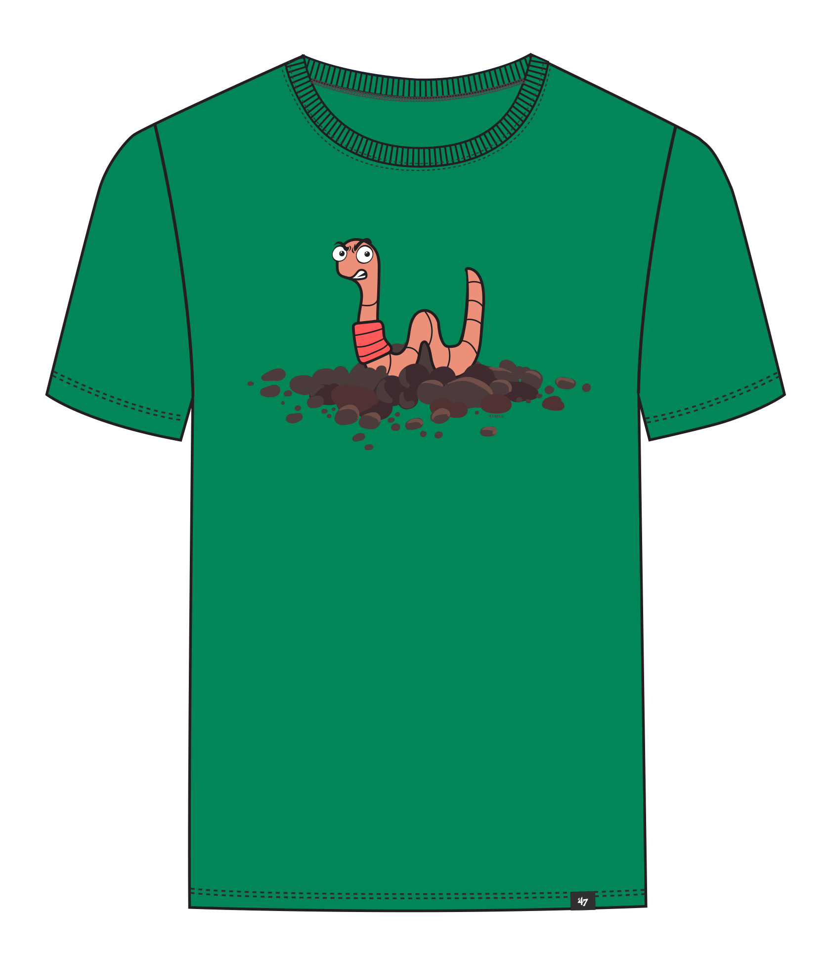 Worcester Red Sox '47 Green Worms Wicked W SR Tee SM